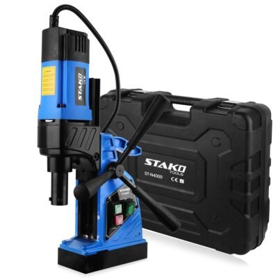 STAKO ST-N4000 Max. Ø 40 mm Magnetbohrmaschine 1480 W mit Koffer – Magnetkraft 15500 N – tragbare Kernbohrmaschine für Metallbearbeitung mit Weldon 19 mm und Bohrfutter B16 3-16 mm – Leight 10 kg