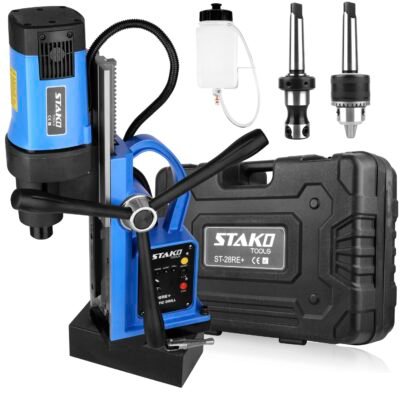 STAKO Magnetbohrmaschine 1800W mit Koffer ST-28RE+ Max. Ø80mm – 16500N Magnetkraft – Tragbare Kernbohrmaschine für Metallbearbeitung mit Weldon 19 mm MK3 und Bohrfutter B16 3-16 mm – Set-2