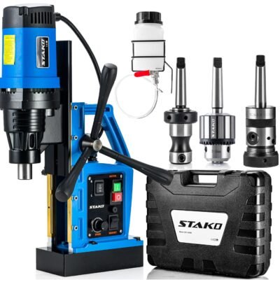 STAKO SCY-2800RE Ø 80mm Magnetbohrmaschine 2050W mit Koffer – Magnetkraft 17000N – tragbare Kernbohrmaschine für Metallbearbeitung mit Weldon 19mm und Bohrfutter 3-16mm und Gewindehalter M3-M16 –Set 3